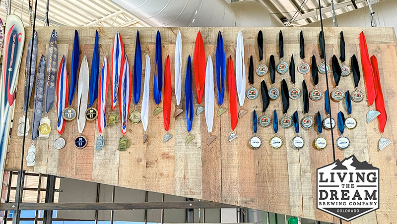 brewing awards hanging on wall